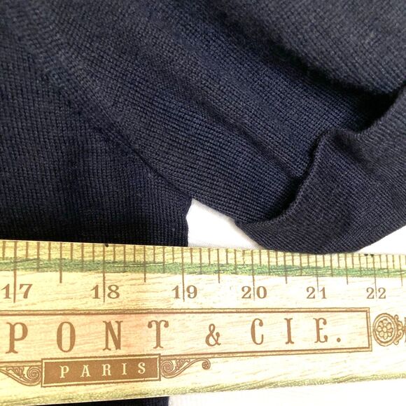 Tory Burch Blue Sweater Womens Size S Short Sleeve Merino Wool Back Zip - Picture 8 of 13